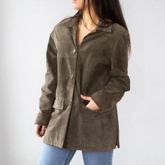 Vintage 90s Green Leather Jacket M/L - Picture 9 of 9